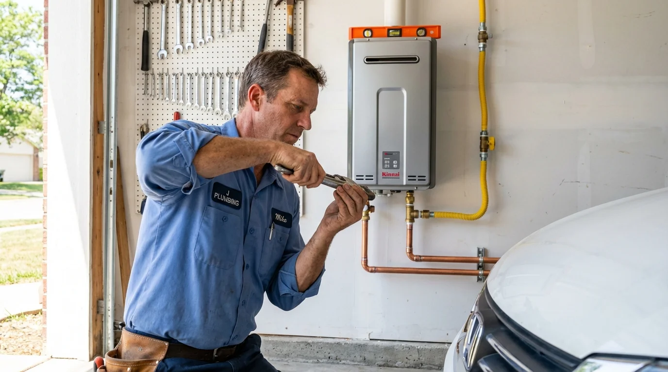 Tankless water heater installation by a Johns Plumbing LLC plumber in Dudley